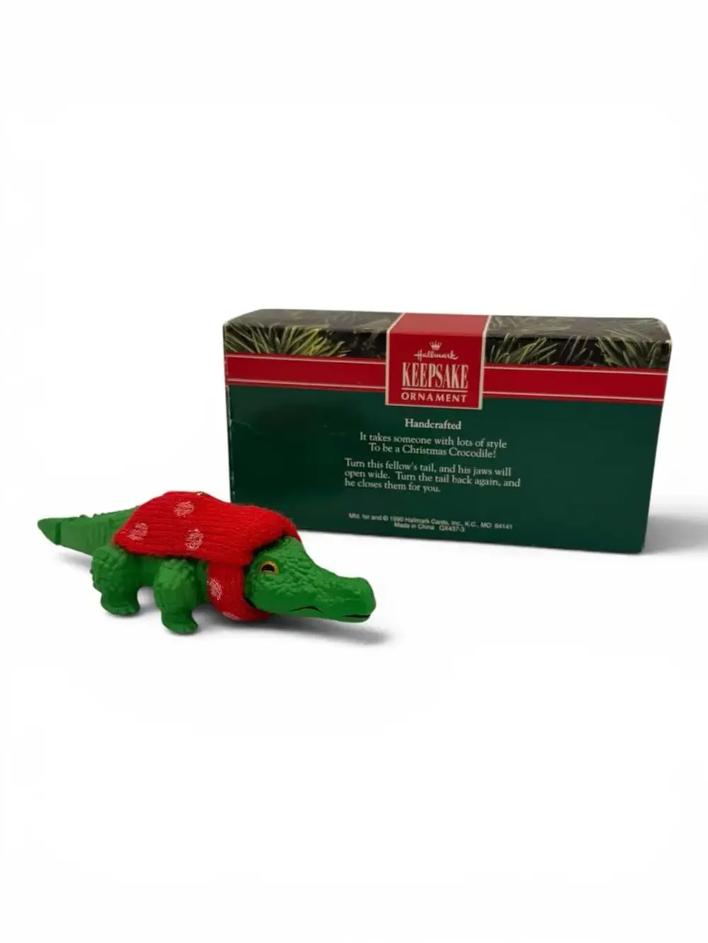 1990 Hallmark Christmas Croc Ornament Crocodile Jaws Open & Close
